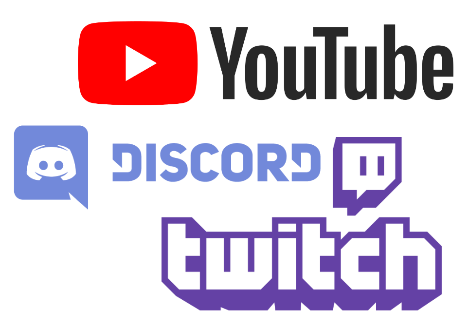 An image with Twitch, YouTube, and Discord logos.